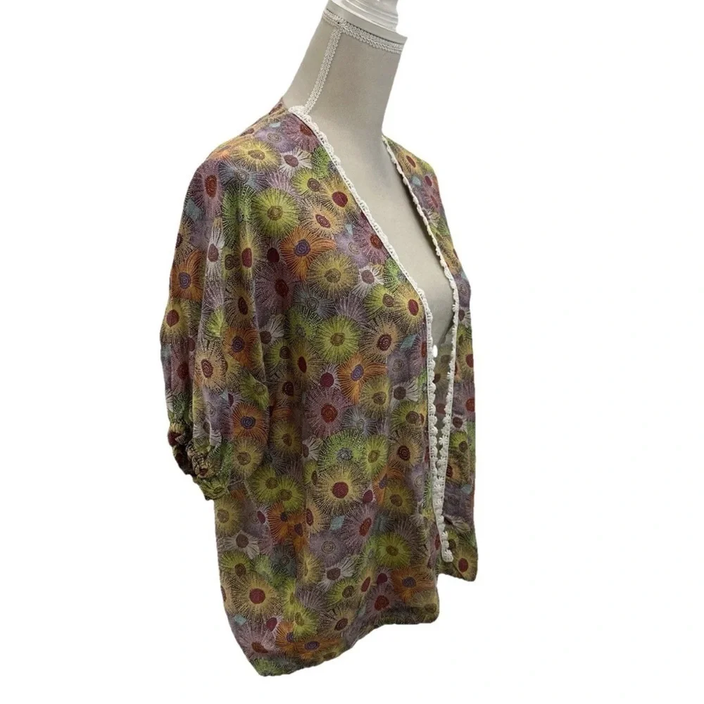 NWOT Olga Valentine Girls Water Dreaming Kimono Size 8-9 Floral Crochet